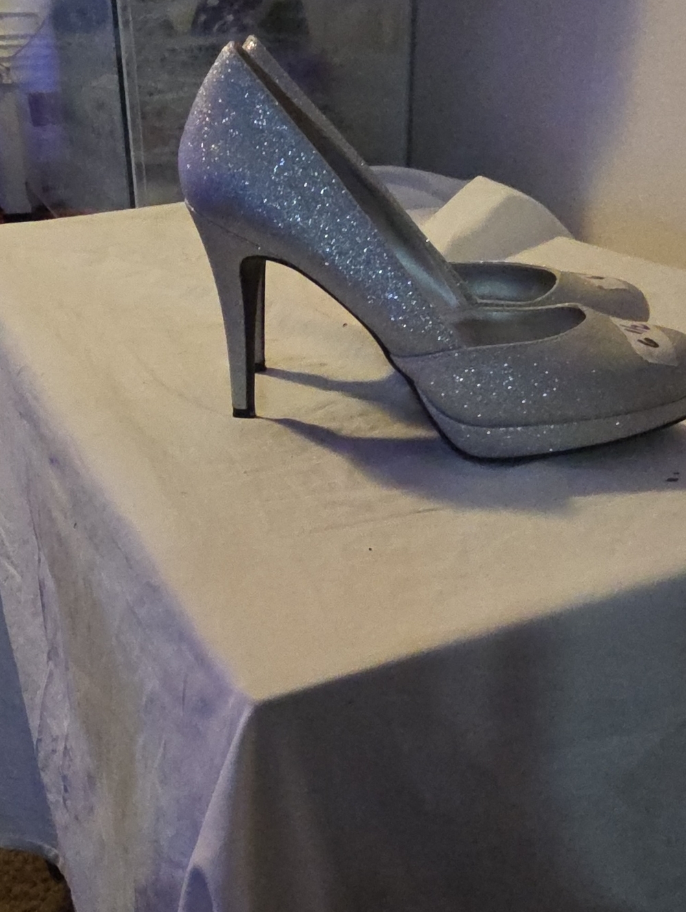 FIONI Clothing Silver Glitter Platform High Heel Pumps